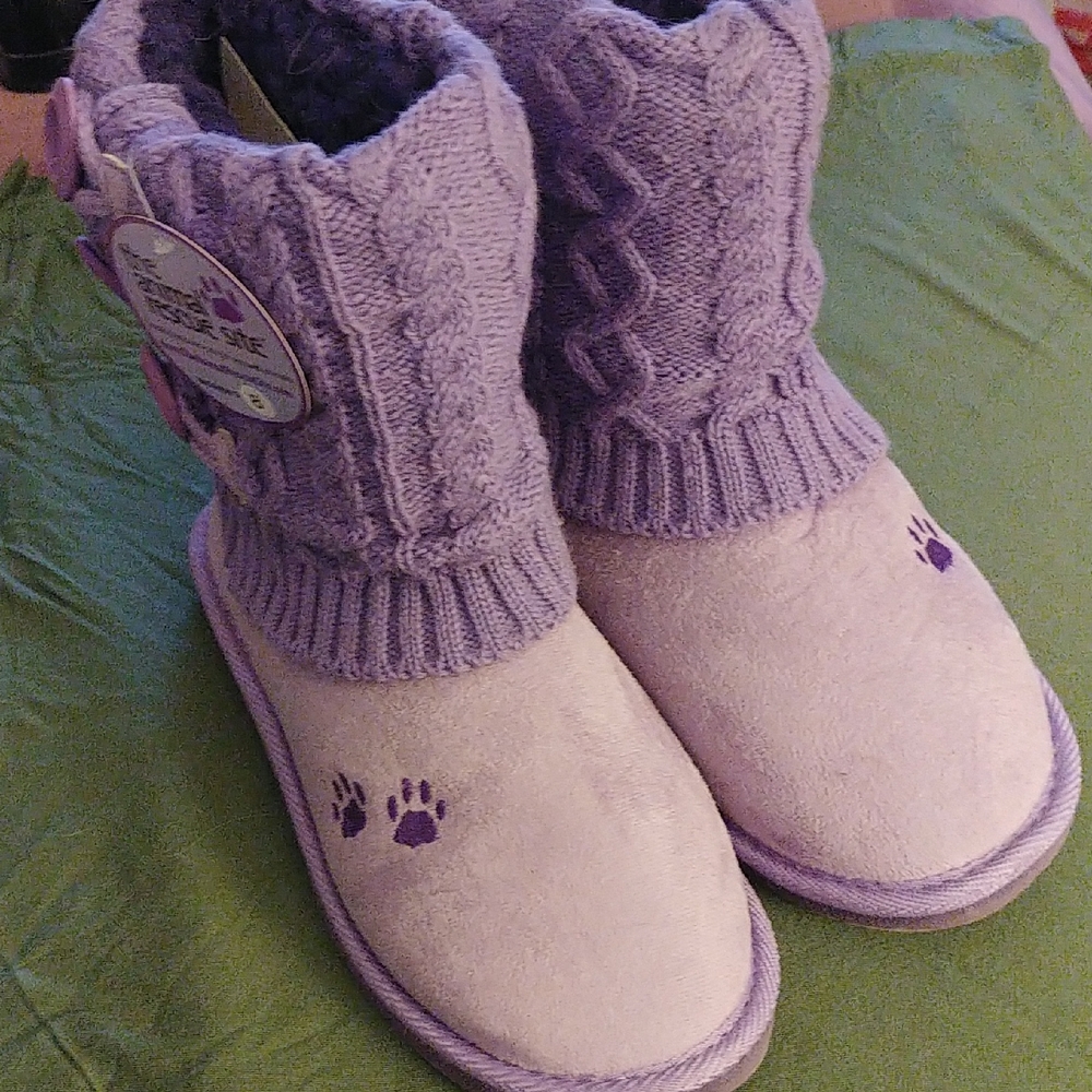 The Animal Rescue Site Knit & Suede Paw Print High Top Slippers
